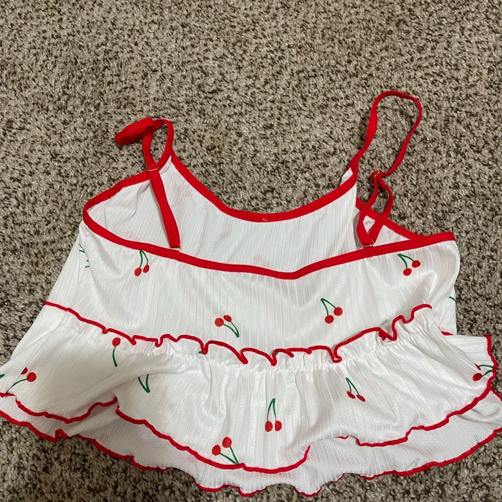 Cherry Print Ruffle Pajama Set - Picture 4 of 5